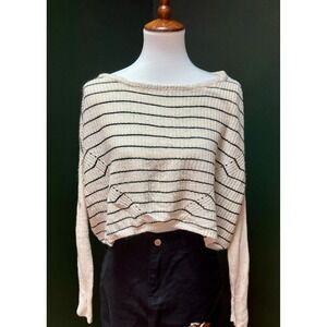 Cotton Emporium Striped Cropped Sweater Women's Size S